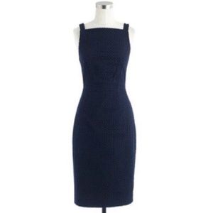 J. Crew Navy Eyelet Sheath Dress with Square Neck